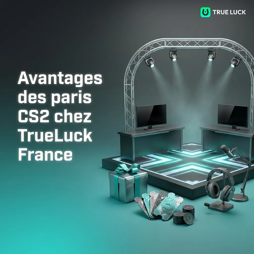 TrueLuck France CS2 betting platform showing bonuses, payment methods, and mobile app interface for Counter-Strike 2 wagers