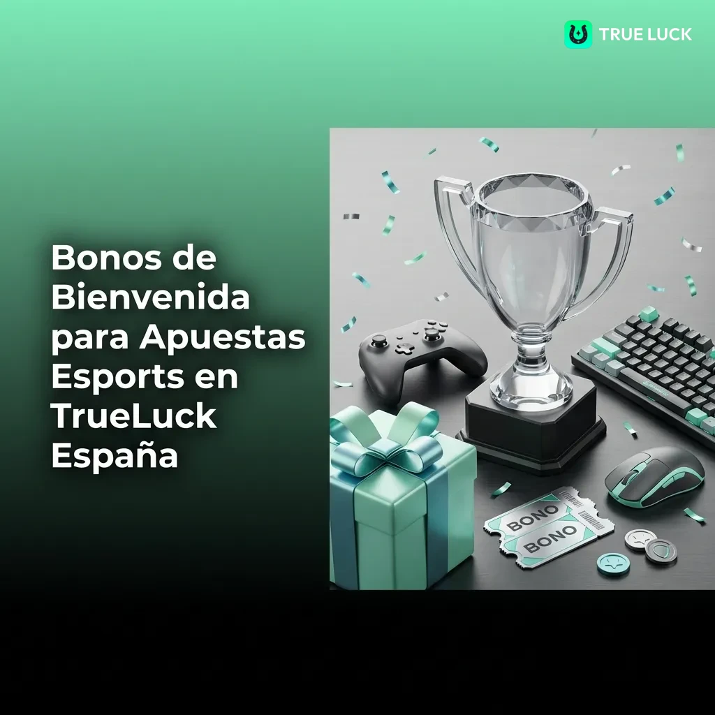 TrueLuck España esports welcome bonus showing 100% up to 300€ deposit match offer for new players betting on competitive gaming