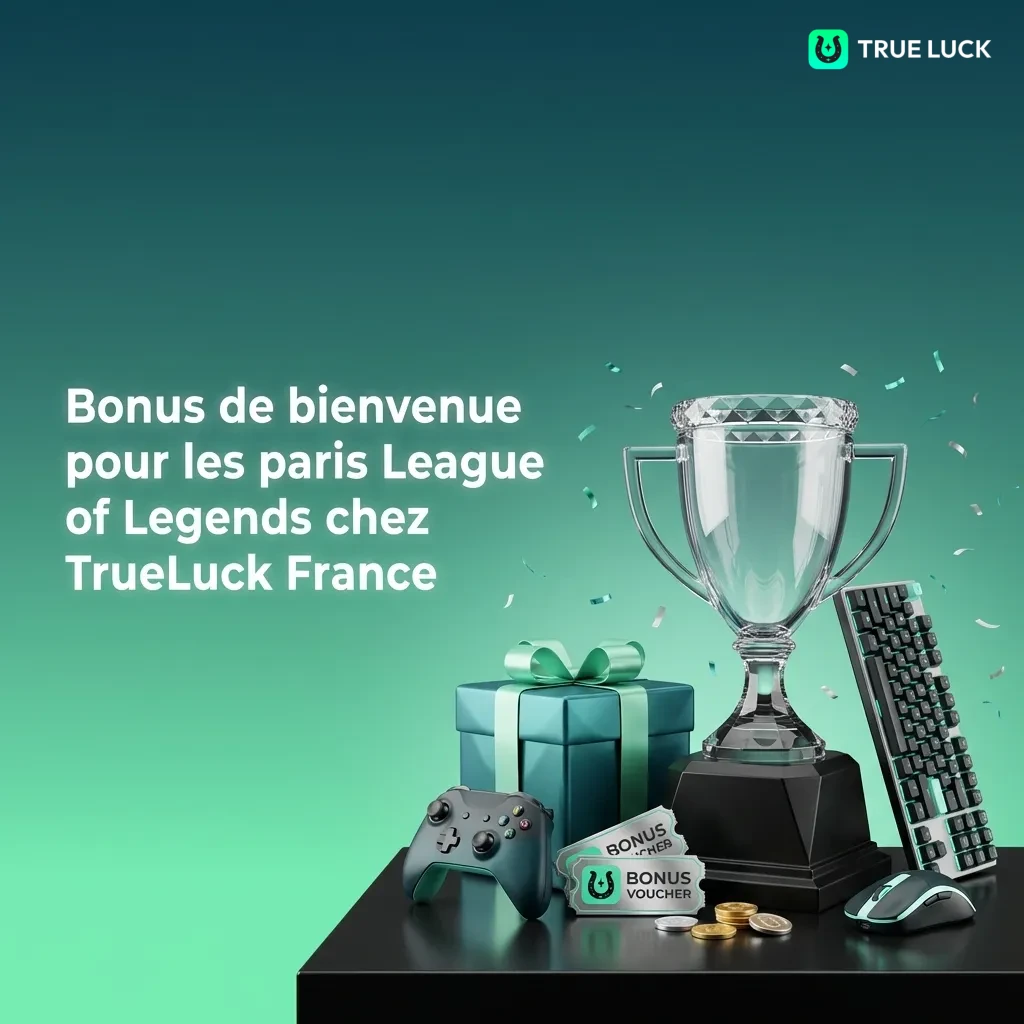TrueLuck France welcome bonus: 100% up to €300 for League of Legends esports betting with registration steps shown