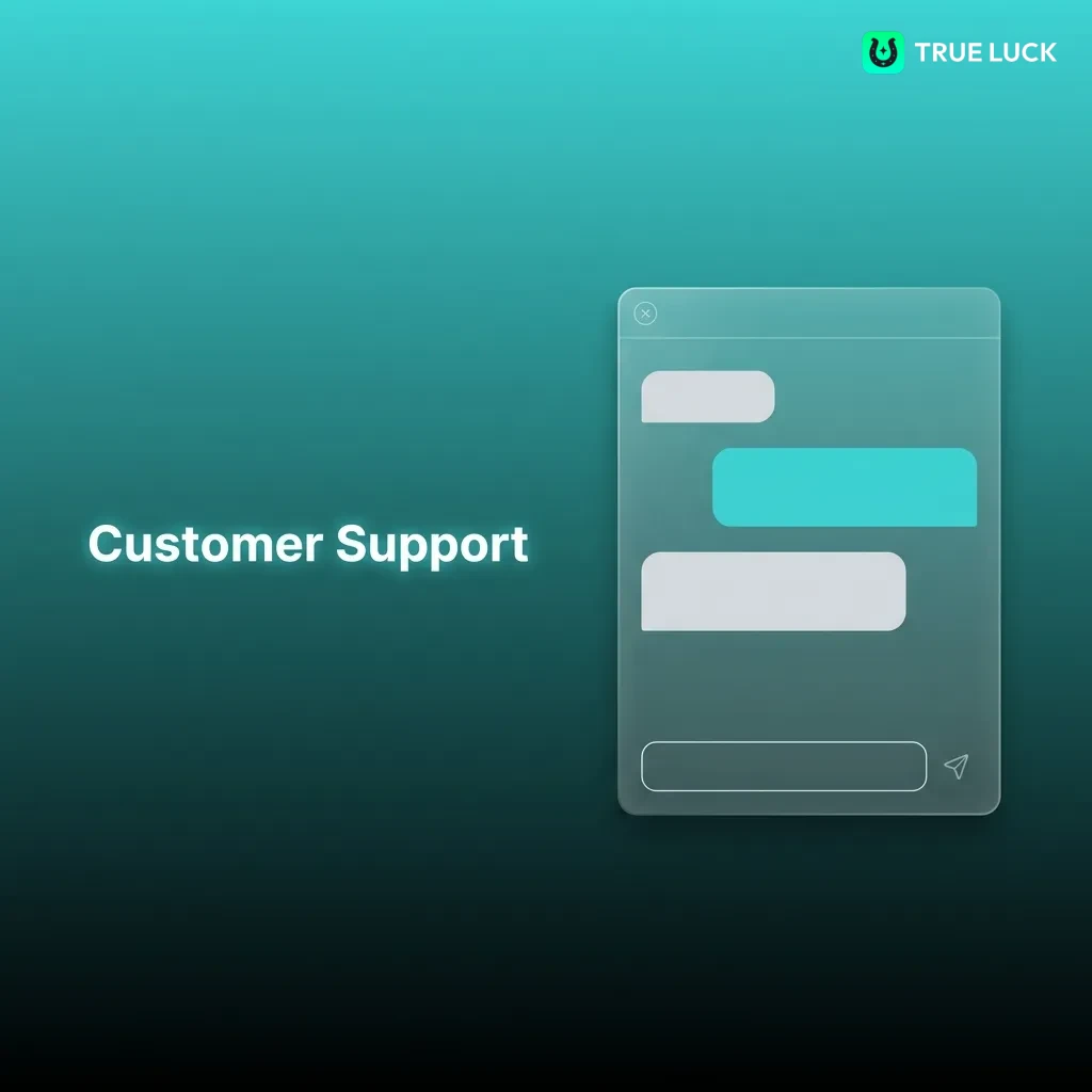 TrueLuck customer support options: 24/7 live chat, email, help center, and phone support for Irish players' queries.