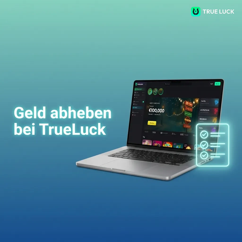 TrueLuck withdrawal process illustration showing step-by-step instructions for cashing out funds from casino account