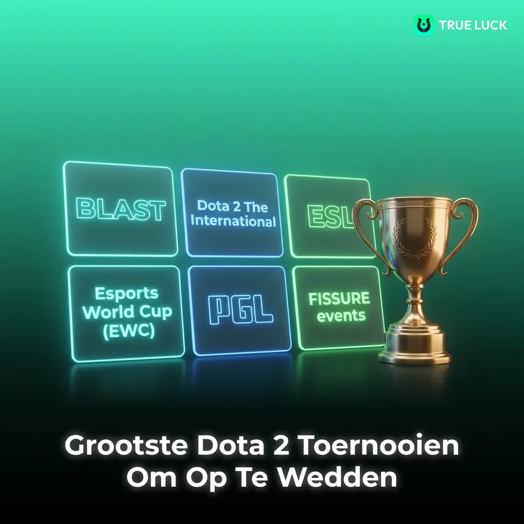 Major Dota 2 tournaments including The International, ESL, and BLAST with prize pools and competitive teams for betting