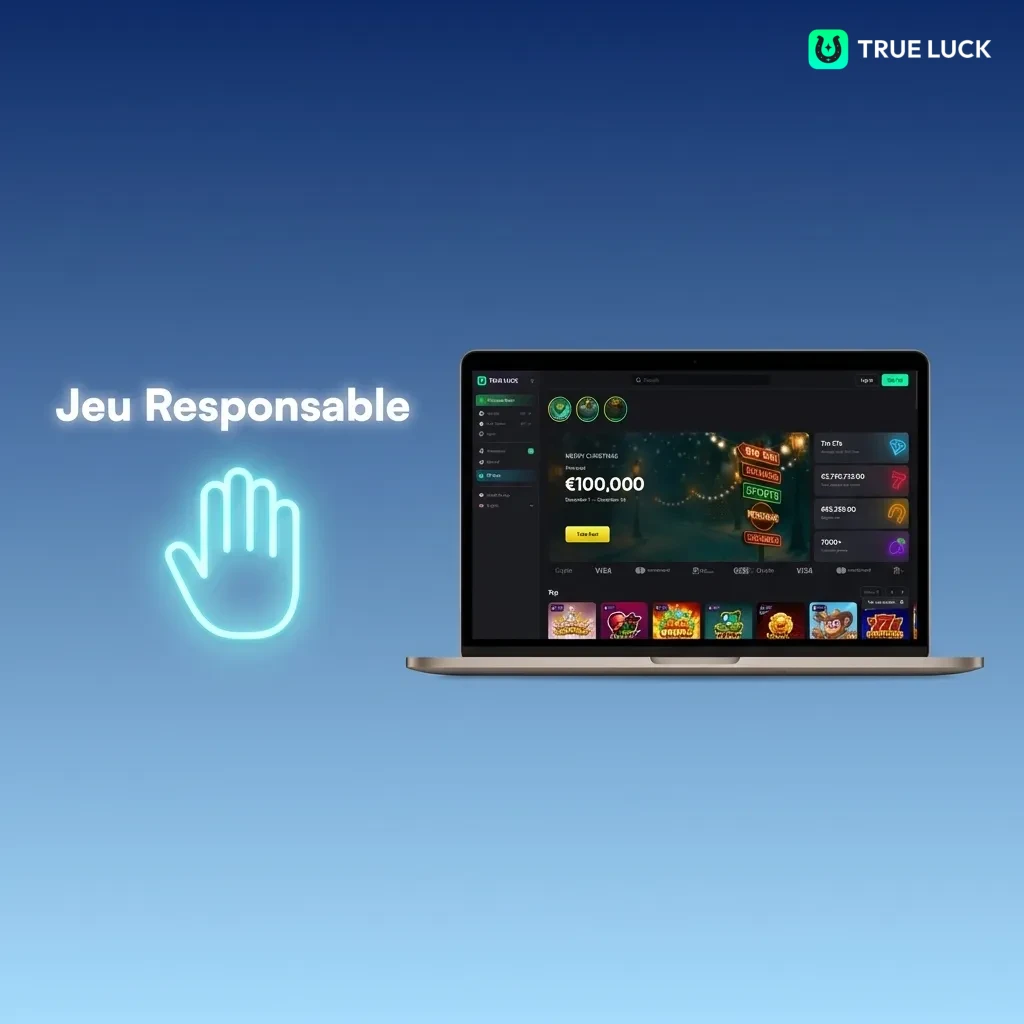 TrueLuck responsible gaming page showing tools for deposit limits, time controls, self-exclusion, and support resources