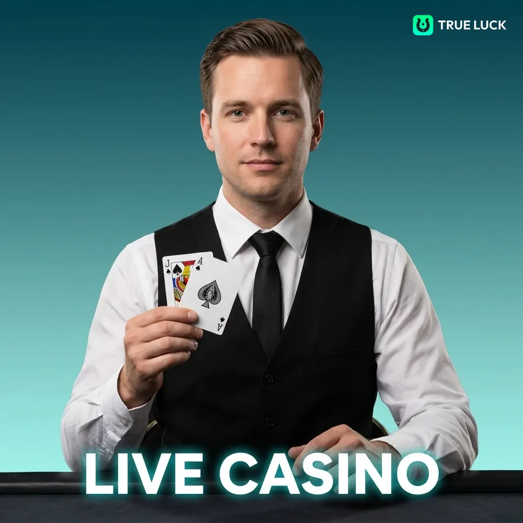 Live casino dealer at table with cards and roulette wheel, streaming real-time gameplay in professional studio