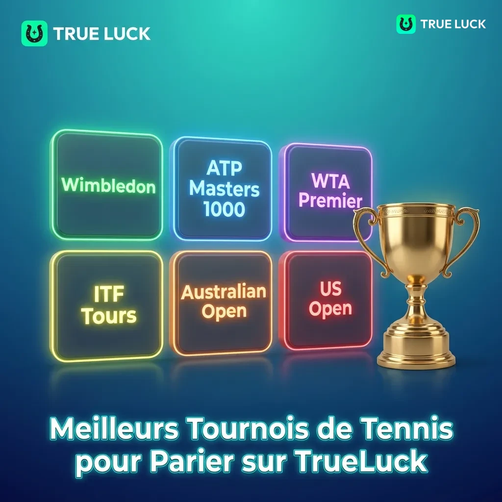 Major tennis tournaments including Roland-Garros, Wimbledon, US Open, and Australian Open available for betting on TrueLuck