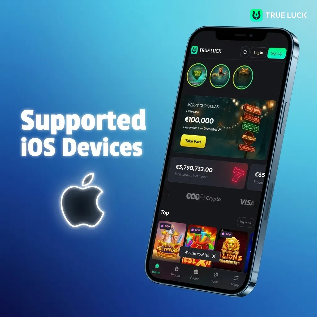 List of compatible Apple devices including iPhone models 8 through 14, iPad Pro, iPad Air, and iPod touch 7th gen