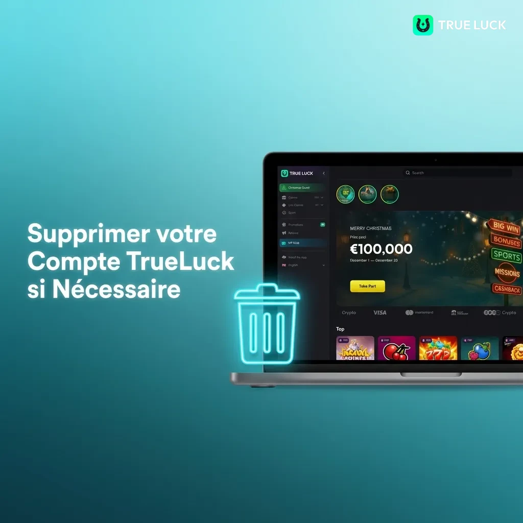 Guide pour supprimer définitivement votre compte TrueLuck via les paramètres du profil et confirmation par email