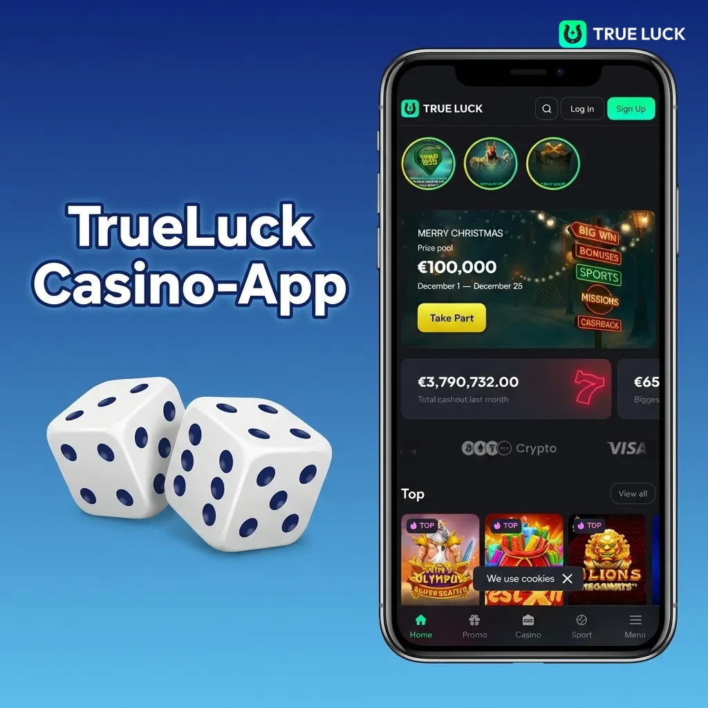 TrueLuck Casino-App mit Slots, Tischspielen und Live-Dealer von führenden Anbietern wie Pragmatic Play und NetEnt