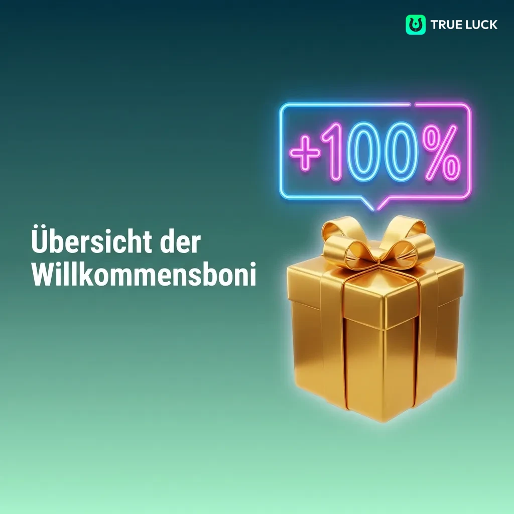Tabelle zeigt Willkommensboni für Spielautomaten, Live-Casino und Sportwetten mit Prozentsätzen und Bedingungen