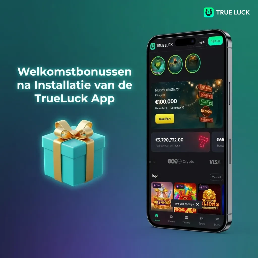 TrueLuck app welcome bonuses: casino bonus up to €4,000 with 175 free spins, live casino and sports betting options