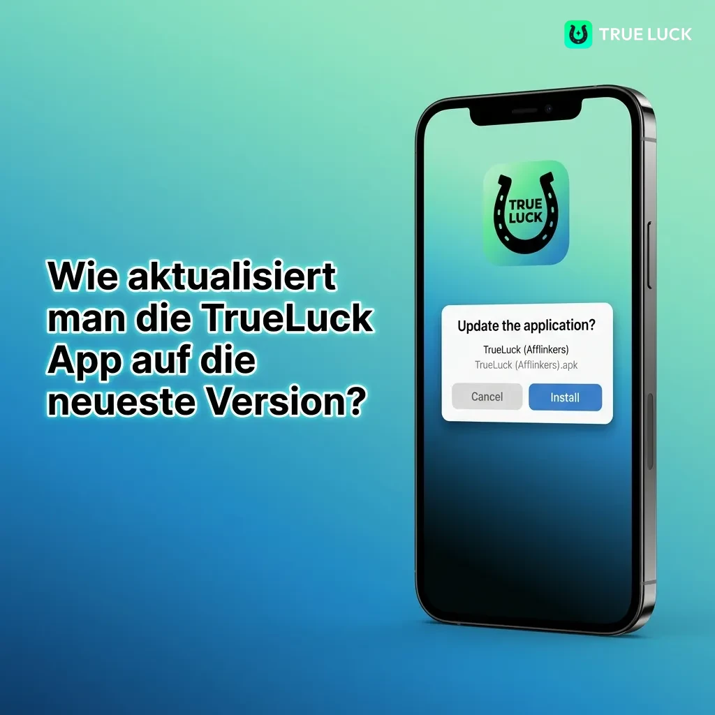 Smartphone showing TrueLuck app update notification with download prompt for Android APK installation